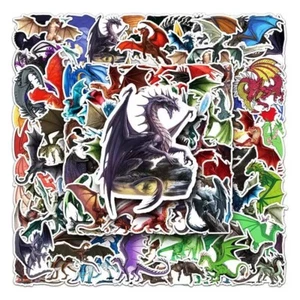 100x Drache Aufkleber chromatisch farbig dekorativ D&D Fantasy Aufkleber Etiketten - Bild 1 von 2