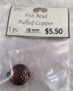 Vintage handgefertigte Kupferperle "Puffed Fish" - 18 mm! - Bild 1 von 1
