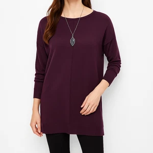 J. Jill Merino Wool Tunic Sweater Purple Womens M Tall Soft Washable Pullover - Picture 1 of 11