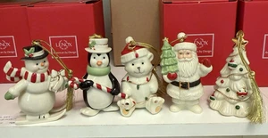 Lenox Very Merry Christmas  Porcelain Ornaments Set of 5  New in Boxes - Picture 1 of 2