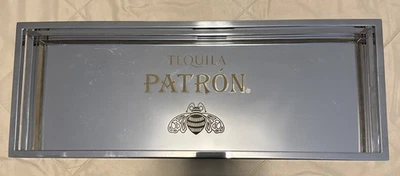 Patron Tequila Mirrored Tray w/ Railing - 19” Long - Image 1 of 4