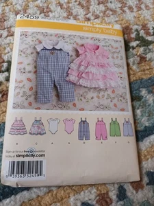New- Simplicity 2459 Babies Dress, Romper in 2 Lengths, Pinafore, Bodysuit XXS-L - Picture 1 of 2