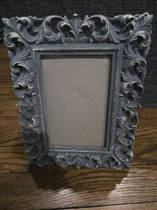 Victorian Baroque Style Ornate Distressed Blue Patina  Photo Frame 4” X 6” Resin - Picture 1 of 3