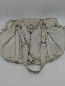 Cartera de cuero blanca Francesco Biasia bolso de hombro detalle de cadena - Imagen 1 de 8