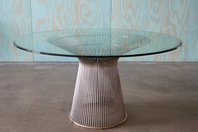 Replica Warren Platner for Knoll Style Chrome and 54" Glass Dining Table - Image 1 of 4