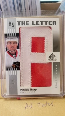 Patrick Sharp 11/12 UD SPGU Game Used Nameplate By The Letter P Blackhawks 5 /5 - Image 1 of 2