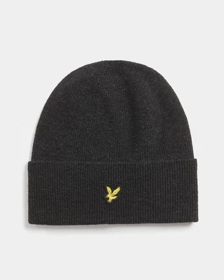 LYLE & SCOTT LAMBSWOOL BLEND RIBBED BEANIE JET BLACK MARL, NEW! Foto 1 de 2