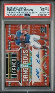 2023 Leaf Metal Armed & Dangerous Auto Anthony Richardson Orange Kaleido PSA 9 - Picture 1 of 2