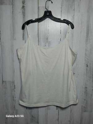 EDDIE BAUER MUJER CAMISETA SIN MANGAS CAMISOLA TALLA XXL MARFIL PLATA RAYAS NUEVA CON ETIQUETAS Foto 1 de 4