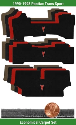 Conjunto de tapete Velourtex personalizado para Pontiac Trans Sport 90-98 com logotipo (3 peças) #X51 - Imagem 1 de 4