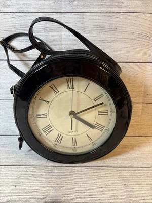 Vintage Patent Leather Time Clock Purse Retro 80's EUC! WORKS!! FAST SHIPPING!!! - Image 1 of 4