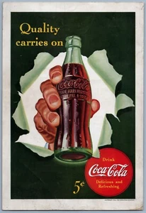 Coca-Cola 1942 Segunda Guerra Mundial calidad lleva en anuncio impreso - Imagen 1 de 2