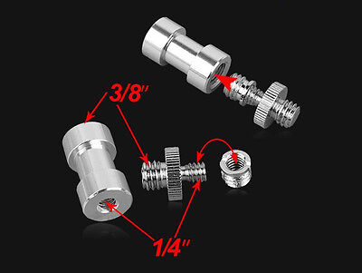 3 In 1 Metal 1/4  -1/4  Screw To 3/8  Spigot Stud Convert Adapter Kit  UK SELLER • 4.24£