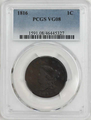 1816 Large Cent 1c N-7 R.3 VG08 PCGS 946885-58 Cover