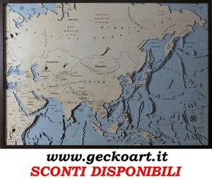 Asia Mappa Cartina 3D Quadro Moderno Map Chart www.geckoart.it - Picture 1 of 30