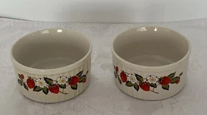 Sheffield STRAWBERRIES 'n CREAM Stoneware RAMEKINS • Set of 2 • Made in JAPAN - Picture 1 of 3