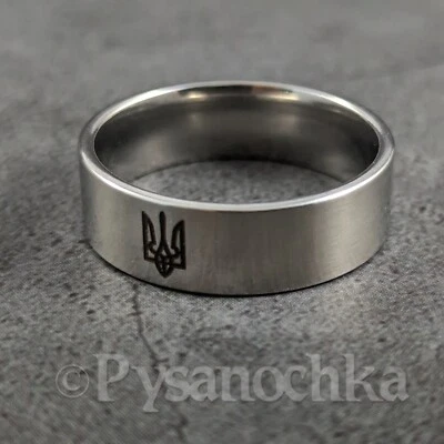 Soportes metálicos de 1" plateados/negro con símbolo de Ucrania Tryzub para pollo Pysanka Foto 1 de 4