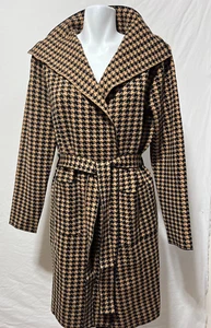 Tahari Damen offene Strickjacke Jacke schwarz braun großer Gürtel Hahnentritt neu mit Etikett - Bild 1 von 9