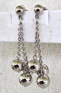 Pendientes perforados vintage 1990 Avon plateado racimo tono plata esfera 2" - Imagen 1 de 7