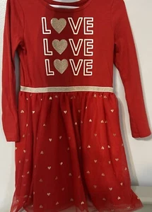 Cat And Jack Red Tutu Skirted Dress With Hearts For Valentine Size 5t - Picture 1 of 4