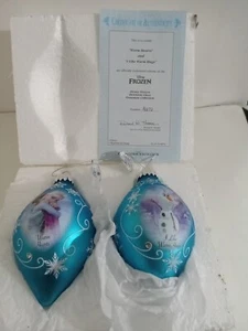 (2)Disney Frozen Heirloom Glass Ornament Collections /COA Bradford Exchange - Picture 1 of 4