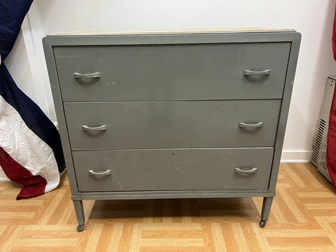 Vintage METAL DRESSER Art Deco industrial hospital simmons bedroom chest drawers Cover