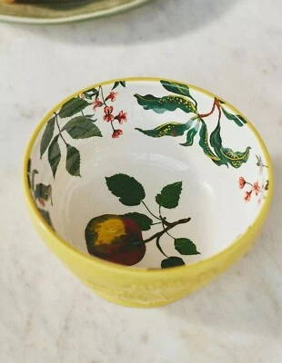 Nathalie Lete Marais Cereal Bowl Anthropologie Pear Botanic Stoneware Yellow NEW - Image 1 of 3