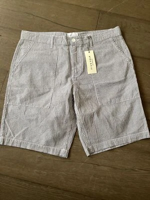 Pantalones Cortos Five Four Seersucker Rayas Para Hombre 34 Statfold Clásicos Algodón Carbón Foto 1 de 4