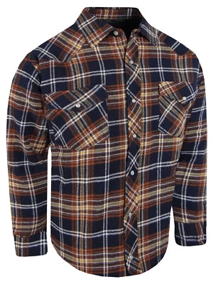 Jaqueta masculina xadrez flanela totalmente acolchoada camisa grossa 4 bolsos encaixe faroeste - Imagem 1 de 4