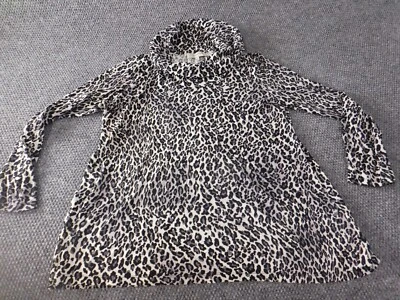 Jones New York top Large Gray Womens animal print pullover turtleneck stretch - Image 1 of 4
