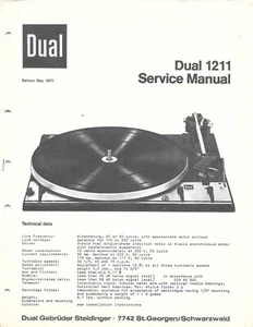 Tocadiscos Phono Original Dual 1211 MANUAL DE SERVICIO REPARACIÓN - Imagen 1 de 1