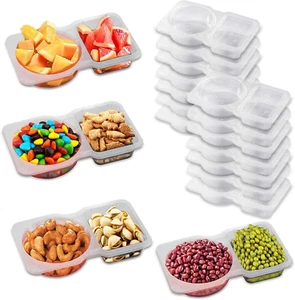14 Sets Reusable Snack Containers with Lids - Leakproof 2-Compartment Pack Conta - Picture 1 of 9