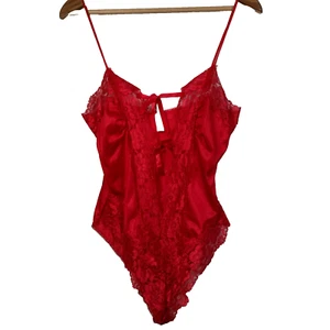 Vintage Alana Gale Intimates Teddy Lingerie Negligee Small Red Lace Nylon Sexy - Picture 1 of 24