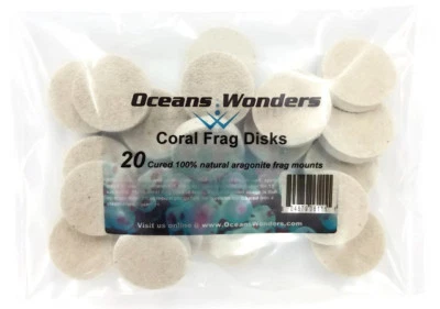 OCEANS WONDERS 20 CURED REEF DISKS FOR LIVE CORAL FRAG PROPAGATION