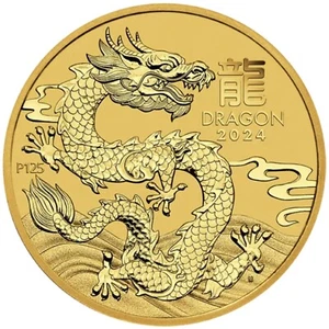 Perth Mint 2024 Lunar Dragon Gold 1/10oz Coin - Picture 1 of 4