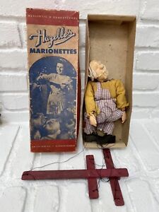Vintage Hazelle Marionette Doll String Puppet Man Hillbilly Man # 811 Overalls