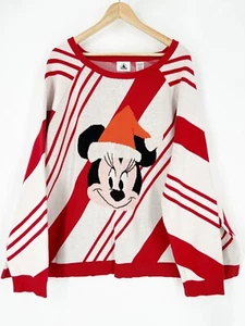 Disney Santa Minnie Mouse Holiday Sweater 2023 Christmas Candy Cane Plus Sz 3X - Picture 1 of 9