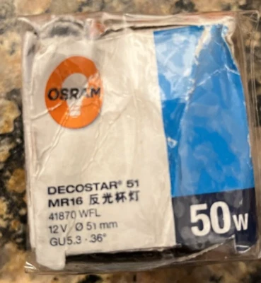 Osram 50 Watt  Decostar 2000H MR16 12V WFL 51MM Landscape & Indoor Flood - Image 1 of 4