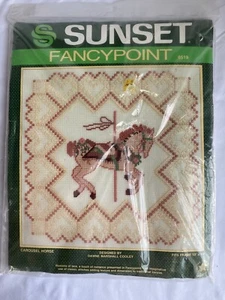 Vintage Sunset Fancypoint Needlepoint Kit- Carousel Horse Cross Stitching *New* - Picture 1 of 7