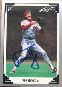 Von Hayes Autographed 1991 Leaf #280 - Picture 1 of 1