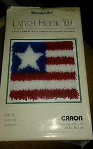 Caron Latch Hook Kit Patriotic Flag 12" x 12" 4700 Red White Blue - Picture 1 of 5