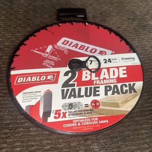 2Pack of 7-1/4” DIABLO 24 Tooth Framing Circular Saw Blades , Model D0724Rvp - Picture 1 of 6