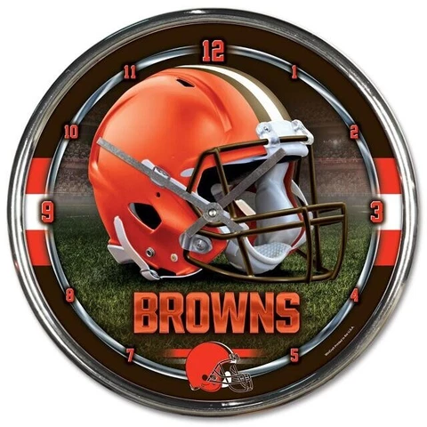 Cleveland   Browns 12" Round Chrome Wall Clock by Wincraft Cover
