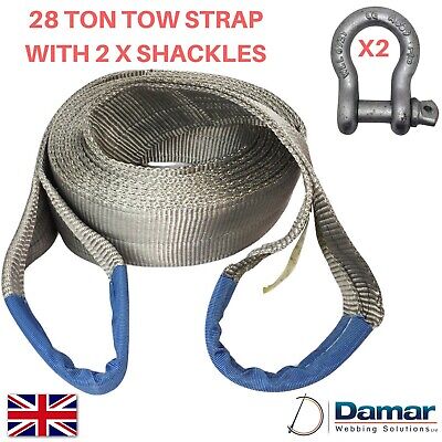 Tow Strap 28 Ton 6 Mtr With 2 Tested Bow Shackles 6.5 Ton HEAVY DUTY • 49.11€