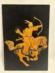 Korean Hand Carved Mid Relief Wood Wall Art Hwarang Warrior Horseback VTG - Picture 1 of 6