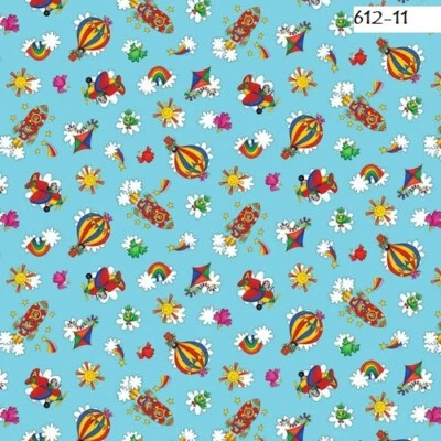 Alpha Babies Cotton Quilt fabric Henry Glass 612-11 Hot air Balloon Kites 33" - Image 1 of 4