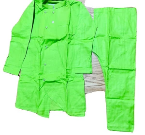 Pijama Kurta asimétrico MODERNO Niño Talla32 11-12 Años Bollywood Verde Algodón-2 piezas - Imagen 1 de 13