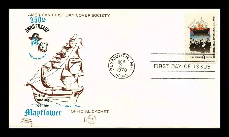  PILGRIM SHIP MAYFLOWER LANDS 1970 SCRACE COLONIAL CACHET FDC VF UNADDR - Image 1 of 1