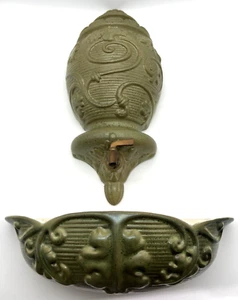 Fuente de pared de cerámica de colección verde oliva haeger grifo de latón 8015 8016 RARO - Imagen 1 de 12