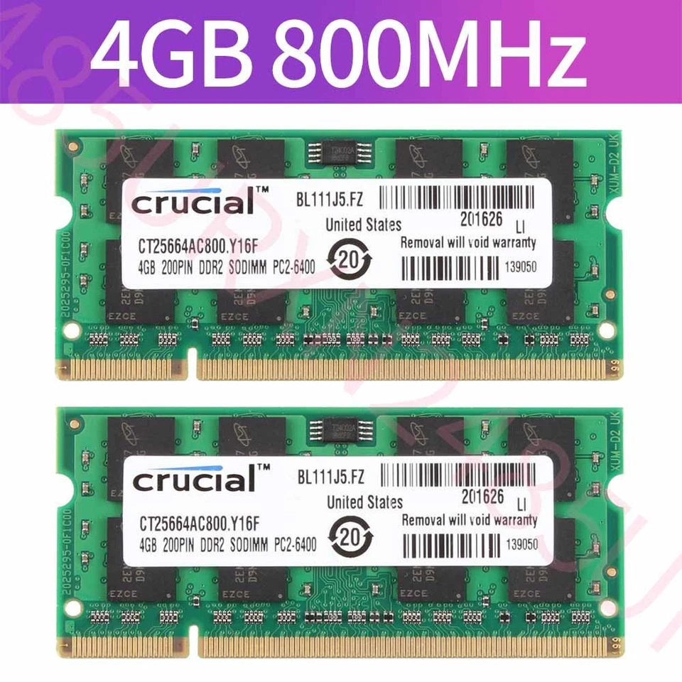 8GB 2x 4GB PC2-6400 Memory RAM For DELL LATITUDE 6400 6500 ATG E5400 E6400 E6500 - Image 1 of 4